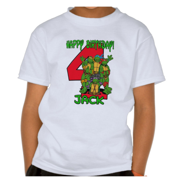 Teenage Mutant Ninja Turtles -TMNT Boy SHIRT Name & Birthday Number  1T,2T,3T,4T,5T,6T,7T